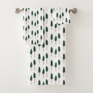 Conjunto De Toalhas Pine Trees Forest Padrão Mínimo