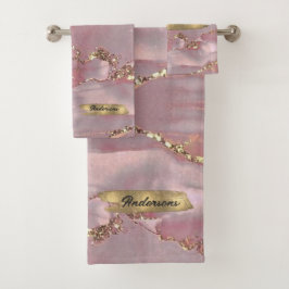 Conjunto De Toalhas Pingente de Diamante Branco em Ouro Rosa Personali