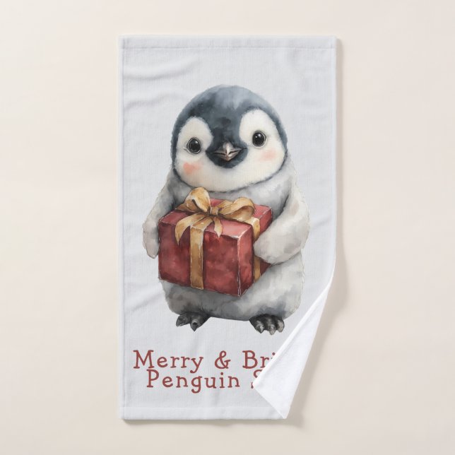 Conjunto De Toalhas Pinguim de Natal Alegre e Brilhante (Toalha de mão)