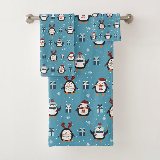Conjunto De Toalhas pinguim festivo de película de Natal (Insitu)