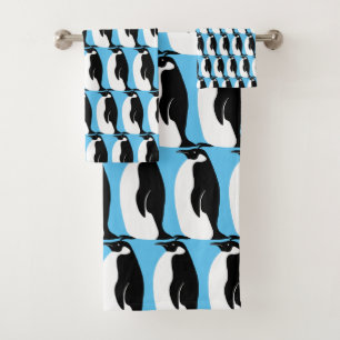 Conjunto De Toalhas Pinguim - Padrão Aqua Preto
