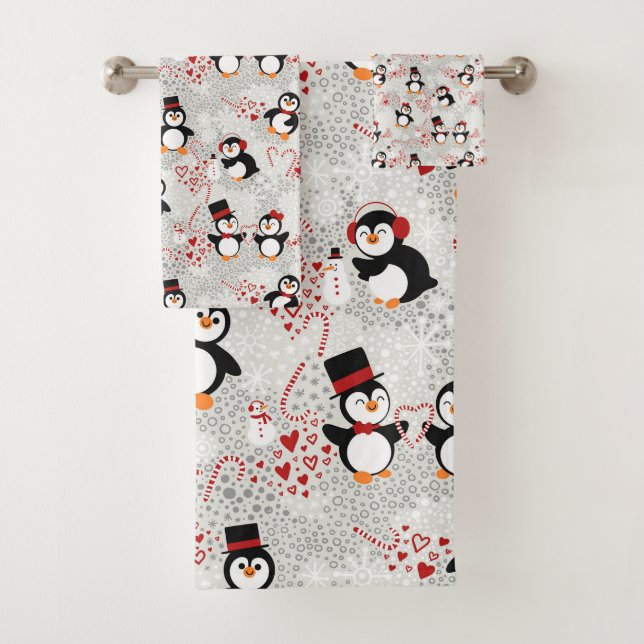 Conjunto De Toalhas Pinguins de Natal de Canis Doces (Insitu)