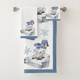 Conjunto De Toalhas Pinguins Flocos de Neve Água Natal