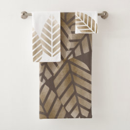 Conjunto De Toalhas Pinhas Abstratas De Cobre E Platina Padrão