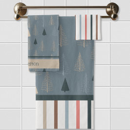 Conjunto De Toalhas Pinheiros primitivos em Cinzas