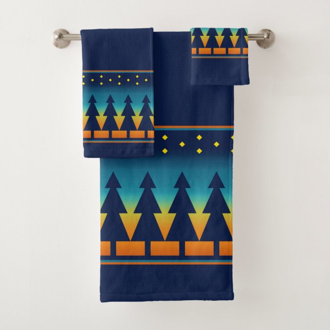 Conjunto De Toalhas Pinheiros Sunset do Sudoeste Azul (Insitu)