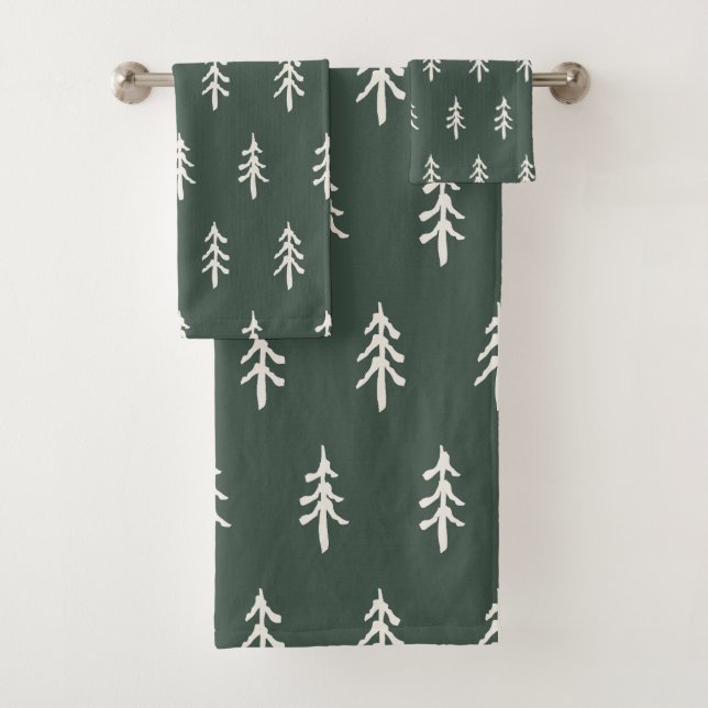 Conjunto De Toalhas Pinheiros Sussurrantes - Verde Floresta Profunda (Insitu)