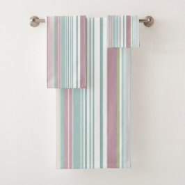 Conjunto De Toalhas Pink, Aqua, mint, spring rain and mauve stripes
