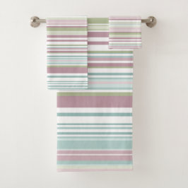 Conjunto De Toalhas Pink, Aqua, mint, spring rain and mauve stripes