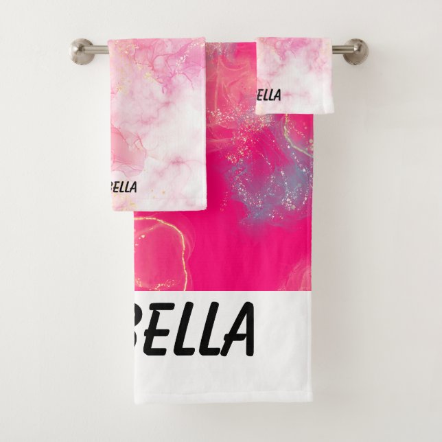 Conjunto De Toalhas Pink Boho minimalist Ephemera ornament (Insitu)