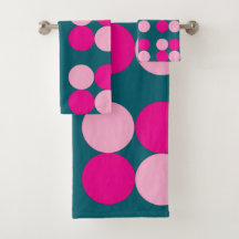 Pink Circles on Green Towel