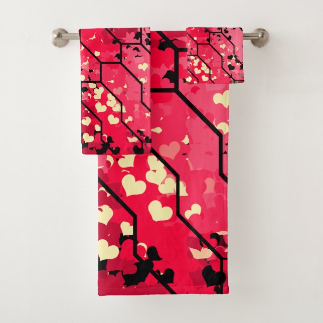 Conjunto De Toalhas Pink e Padrão Vermelho do Amor (Insitu)