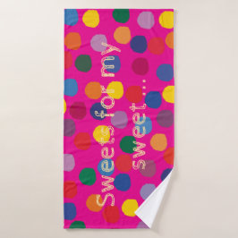 Conjunto De Toalhas Pink mit bunten Punkten und Schriftzug - 