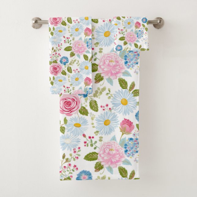 Conjunto De Toalhas Pink Peonies Pattern Towel (Insitu)