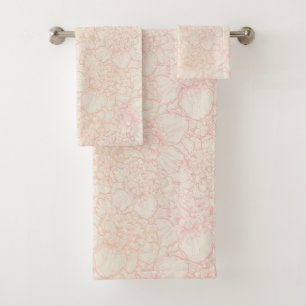 Conjunto De Toalhas Pink Peony Floral Patterno