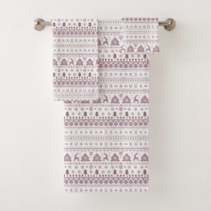 Conjunto De Toalhas Pink & White Scandinávia Nórdica Natal