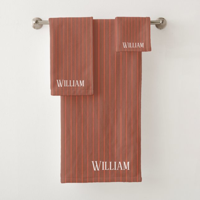 Conjunto De Toalhas Pinstripes laranja (Insitu)