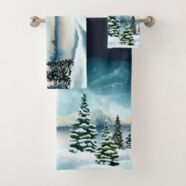 Conjunto De Toalhas Pintor Cênico Winter Wonderland Watercolor