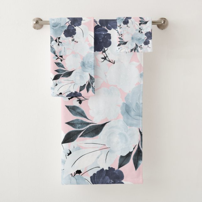 Conjunto De Toalhas Pintor de Aquarela Floral Azul (Insitu)