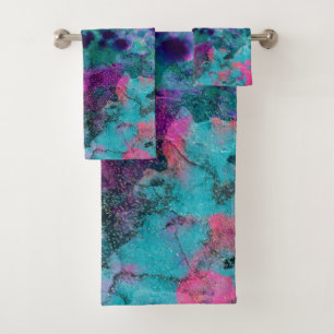 Conjunto De Toalhas Pintura Abstrata Cósmica em Aquarela Tinta