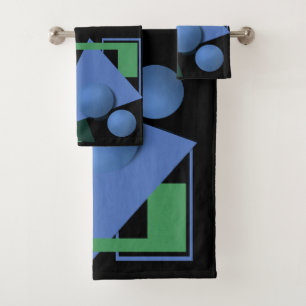 Conjunto De Toalhas pintura abstrato, abstração, verde e preto