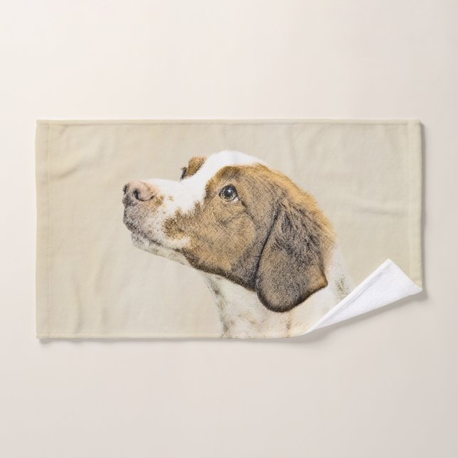 Conjunto De Toalhas Pintura Brittany - Arte Cachorra Original (Toalha de mão)