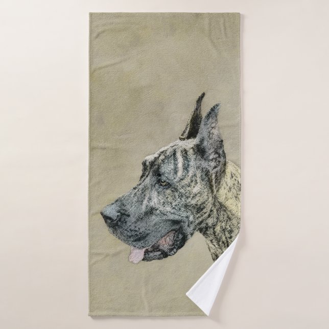 Conjunto De Toalhas Pintura com o Grande Dane (Brindle) - Arte Canina  (Toalha de Banho)