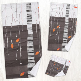 Conjunto De Toalhas Pintura de Árvore na Paisagem de Inverno