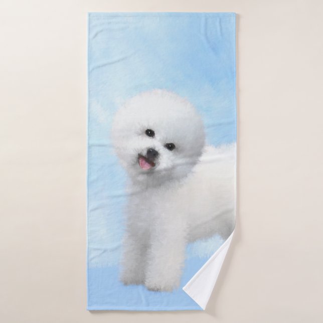 Conjunto De Toalhas Pintura de Bichon Frise - Arte de Cachorro Origina (Toalha de Banho)