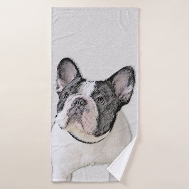 Conjunto De Toalhas Pintura de Bulldog Francês (Brindle Pied) - Arte C (Toalha de Banho)