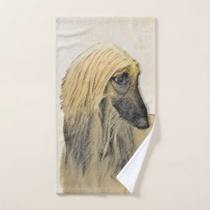 Conjunto De Toalhas Pintura de Cachorro Afegão - Arte de Cachorro Orig