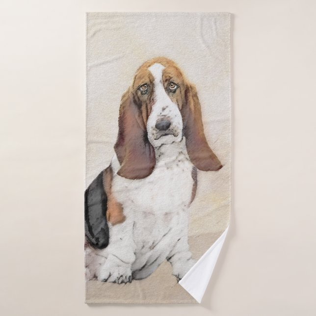 Conjunto De Toalhas Pintura de Cachorro Basset - Arte de Cachorro Orig (Toalha de Banho)