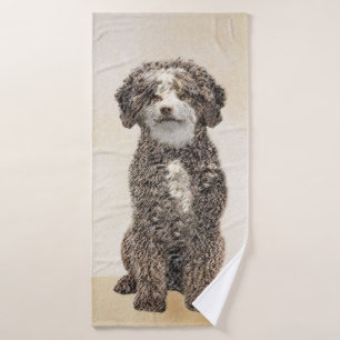 Conjunto De Toalhas Pintura de Cão de Água Espanhol - Arte Original de
