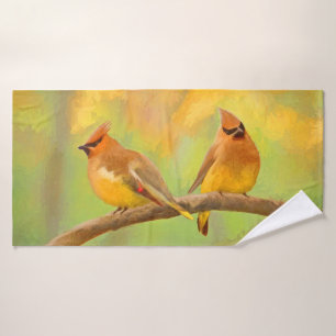 Conjunto De Toalhas Pintura De Cedar Waxwing - Arte De Cachorro Origin