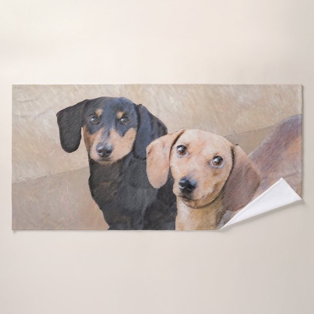Conjunto De Toalhas Pintura de Dachshund (Smooth) - Arte de Cão Origin (Toalha de Banho)