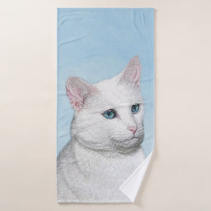Conjunto De Toalhas Pintura de Gatos Brancos - Arte de Gato Original B
