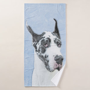Conjunto De Toalhas Pintura de Great Dane (Harlequin) - Arte de Cão O