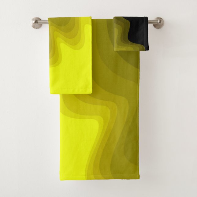 Conjunto De Toalhas Pintura de padrão abstrato preto e amarelo (Insitu)