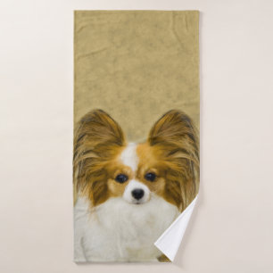 Conjunto De Toalhas Pintura de Papillon (Hound Tri) - Arte de Cão Ori