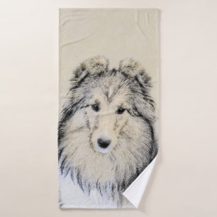 Conjunto De Toalhas Pintura de Shetland Sheepdog - Arte Cachorro Origi