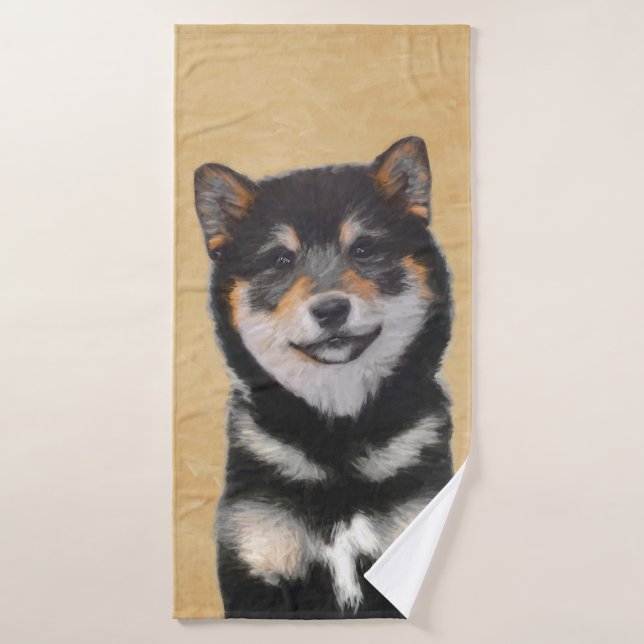 Conjunto De Toalhas Pintura de Shiba Inu (Preto e Adulto) - Arte Canin (Toalha de Banho)