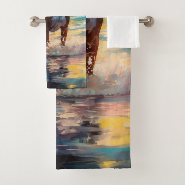 Conjunto De Toalhas Pintura de Surf da Praia Boxer (Insitu)