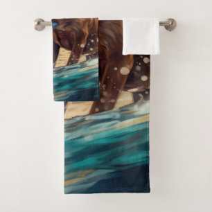 Conjunto De Toalhas Pintura de Surf da Praia Boxer