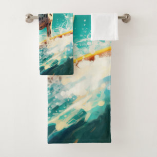 Conjunto De Toalhas Pintura de Surf da Praia Dalmata