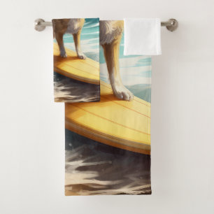 Conjunto De Toalhas Pintura de surfe na praia de Chihuahua