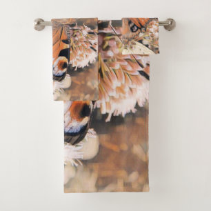 Conjunto De Toalhas Pintura de uma borboleta laranja no banho de flore