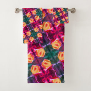 Conjunto De Toalhas Pintura do Flor Abstrato de Rosebud Amarelo