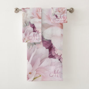 Conjunto De Toalhas Pintura do Jardim Botânico Rosa Molhada Vintage