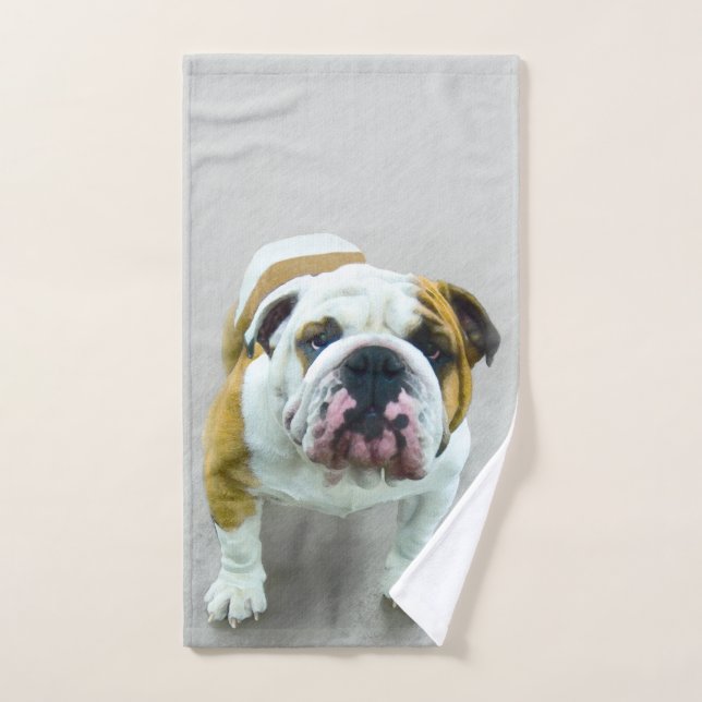 Conjunto De Toalhas Pintura em Bulldog - Arte Cão Original Bonita (Toalha de mão)