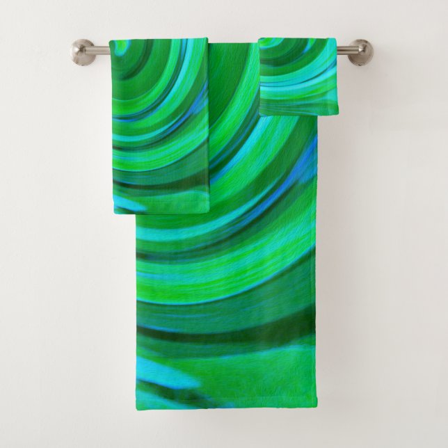 Conjunto De Toalhas Pintura em espiral líquida de Abstrato Turquesa (Insitu)